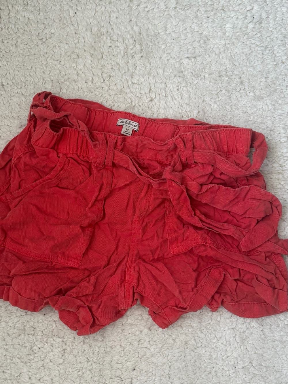 Lucky brand Women's Red Ruffle Tie-Waist Shorts